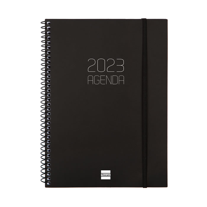 Agenda Finocam Opaque E10 semana vista horizontal negro 2023