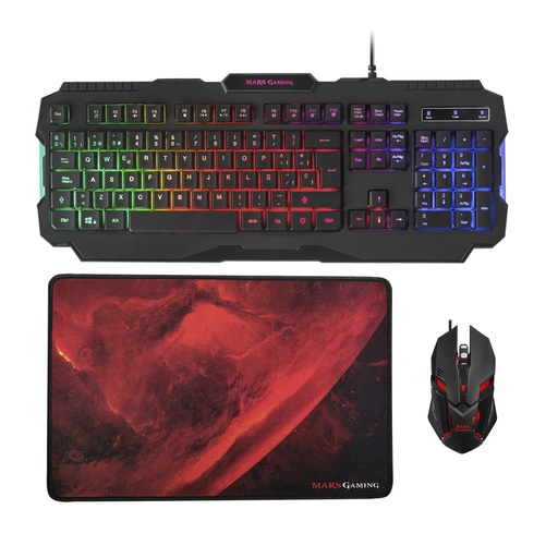 [MCP118] Pack Gaming Mars Gaming MCP118/ Teclado + Ratón Óptico + Alfombrilla